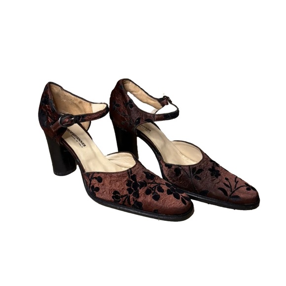 Les Tropeziennes Chunky Heels Brown W Black Floral Suede Made In Italy Size - Picture 1 of 4